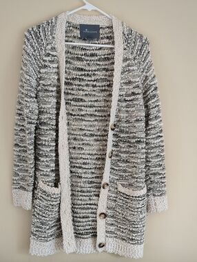 Small Paper Crane Long Line Button Front Cardigan Sweater